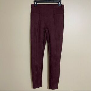 SPANX Faux Suede Merlot Maroon Leggings size‎ medium